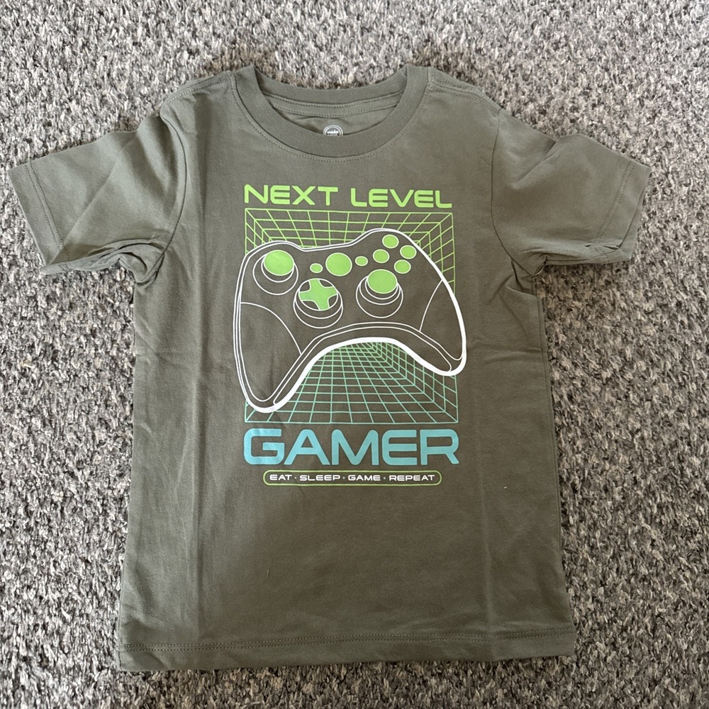 Wonder Nation Boys Green Short Sleeve Next Level Gamer Graphic T-Shirt S 4/5